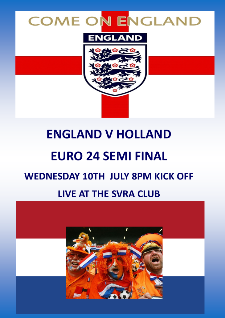 ENGLAND V HOLLAND WEDNESDAY 8PM