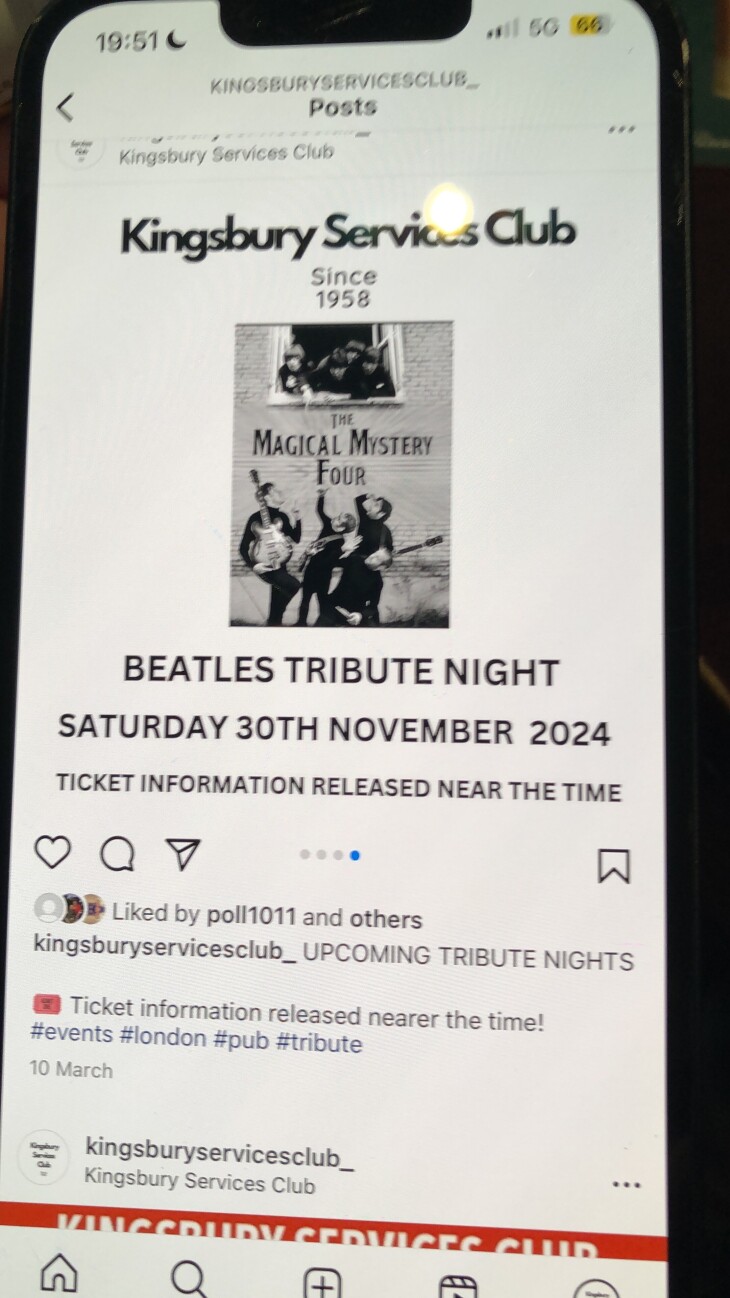 BEATLES TRIBUTE NIGHT - Sat 30th Nov