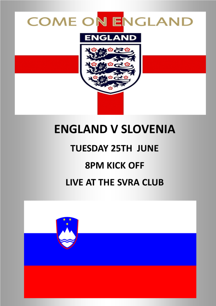 ENGLAND V SLOVENIA THIS TUESDAY AT 8PM