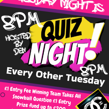 TUESDAY QUIZ NIGHT - 3OTH JULY AT 8pm