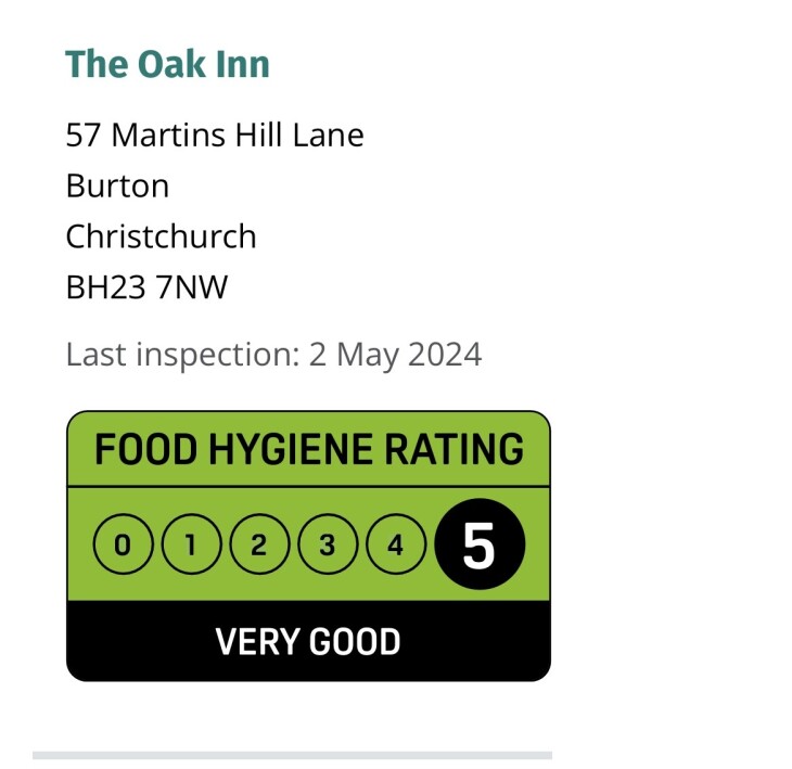 5 STAR FOOD HYGIENE RATING!