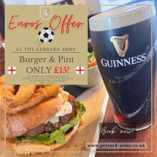 Euro offer Burger & a Pint ONLY £15!